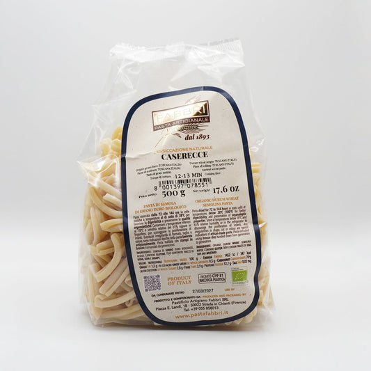 Italian Organic Artisanal Caserecce Fabbri Pasta Package 500g 