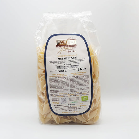 Italian Organic Artisanal Mezze Penne Fabbri Pasta Package 500g 