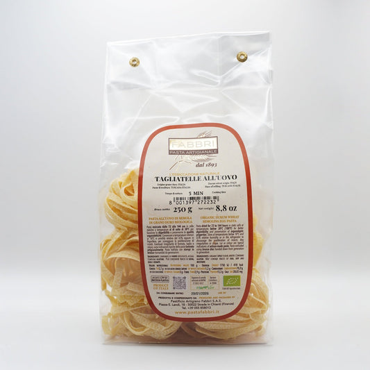 Italian Organic Artisanal Tagliatelle Eggs Fabbri Pasta Package 250g 